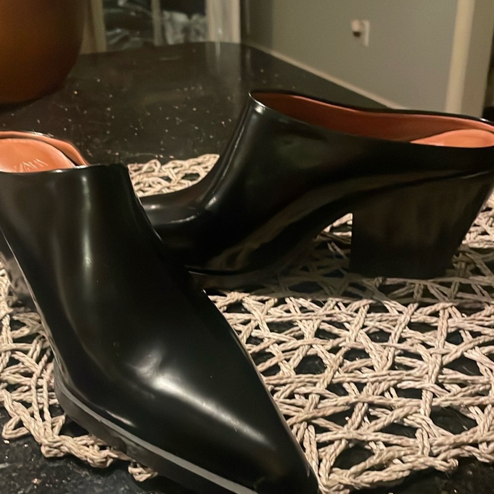 Zara leather cowboy mules black